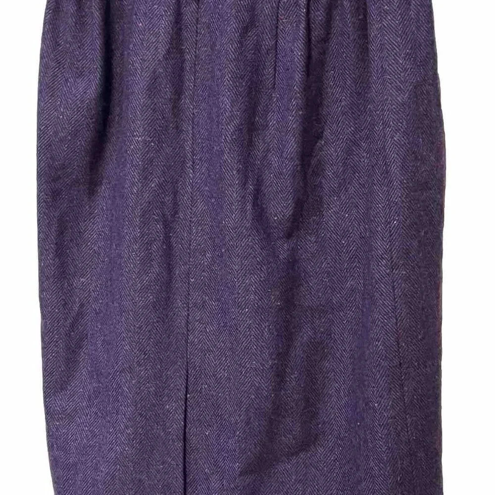 Talbots Woman Wool Eggplant Purple Skirt Career Work Herringbone Tweed Sz 12W - Picture 3 of 6